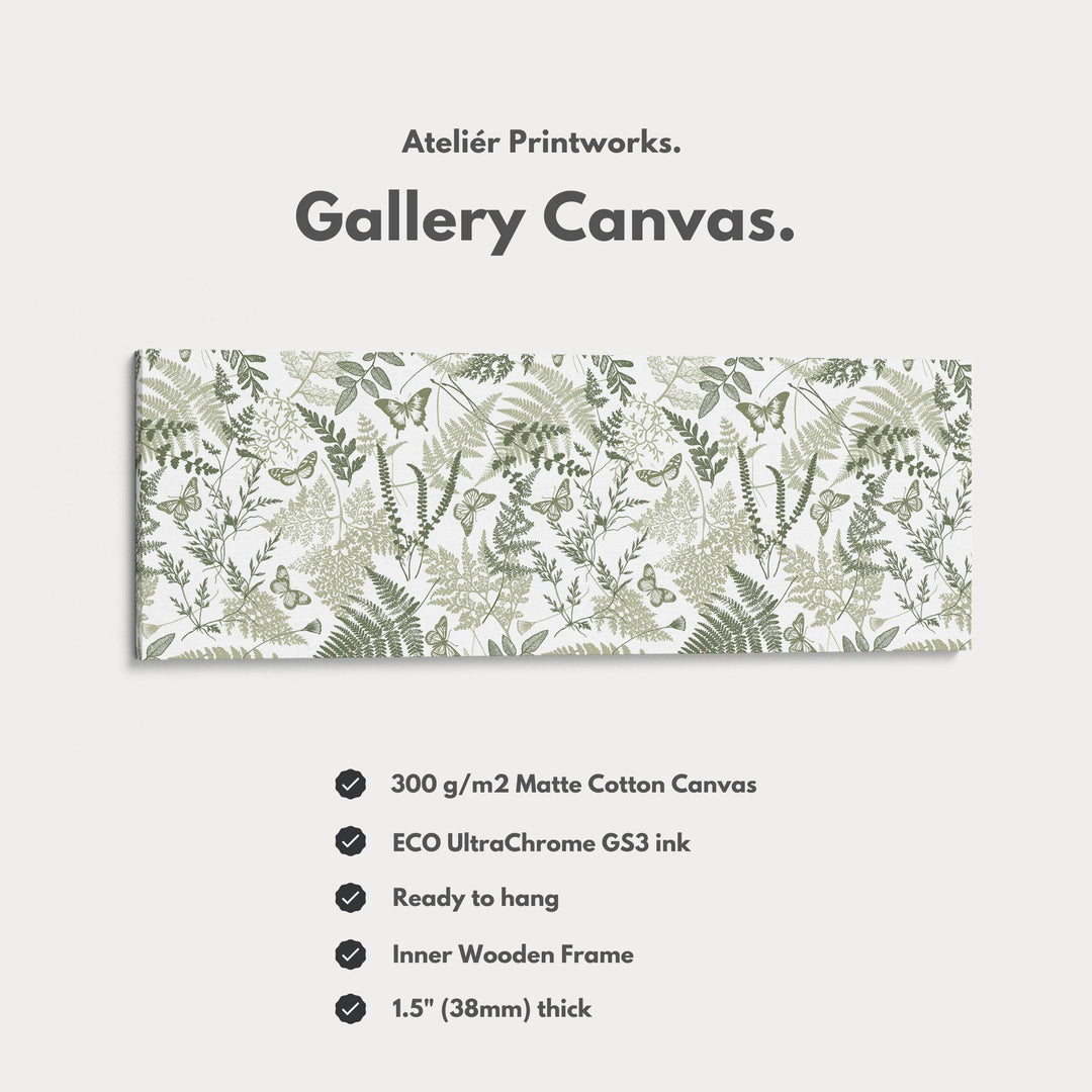 Cottagecore Sage Green Botanical Long Horizontal Wall Art - Atelier Printworks
