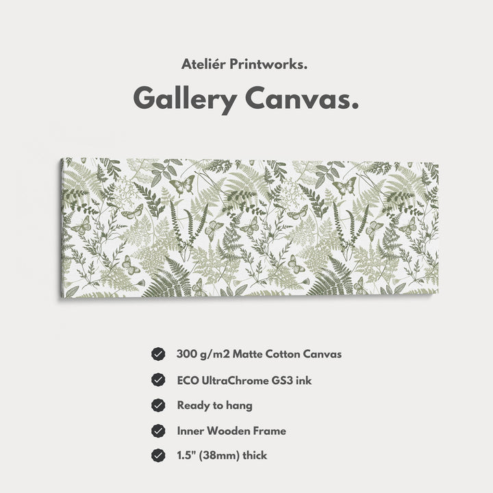 Cottagecore Sage Green Botanical Long Horizontal Wall Art - Atelier Printworks