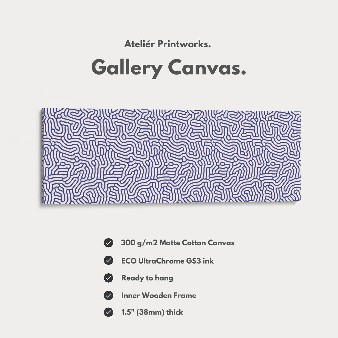 Blue Geometric Organic Pattern Long Wall Art - Atelier Printworks