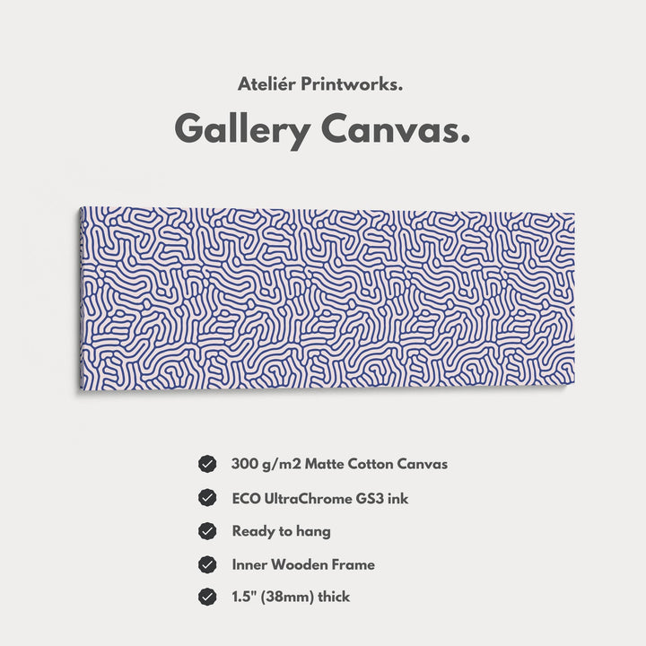Blue Geometric Organic Pattern Long Wall Art - Atelier Printworks