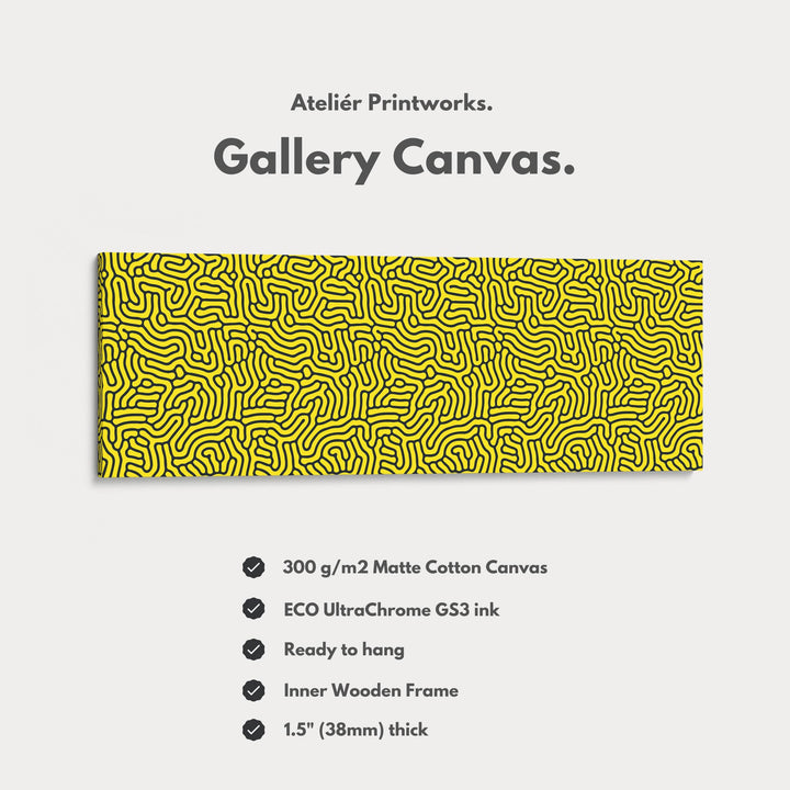 Yellow & Black Geometric Organic Pattern Long Wall Art - Atelier Printworks