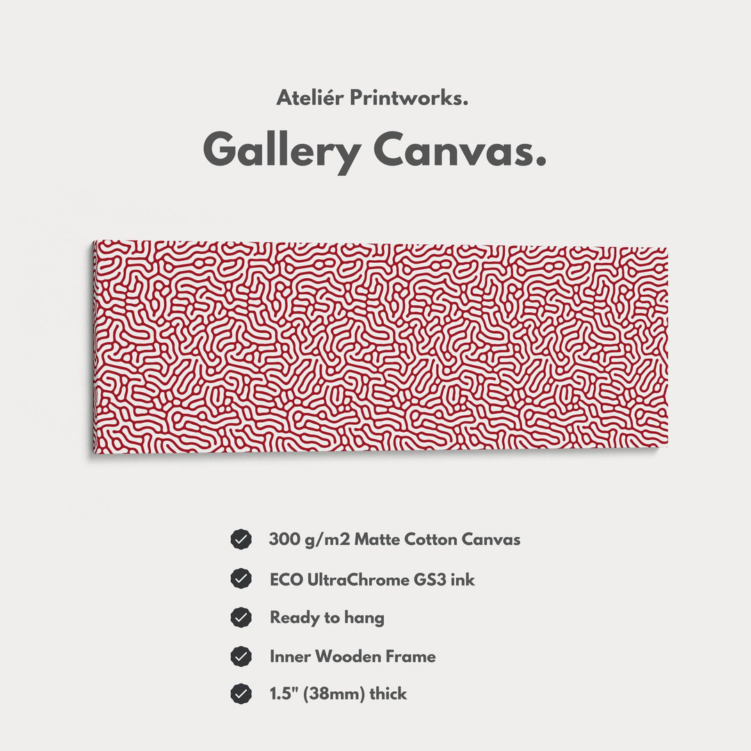 Red & White Coral Pattern Panoramic Wall Decor - Atelier Printworks