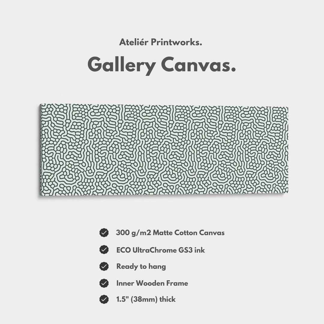 Green & White Organic Pattern Horizontal Long Wall Decor - Atelier Printworks