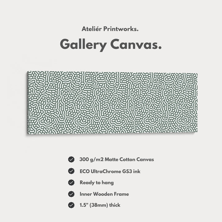Green & White Organic Pattern Horizontal Long Wall Decor - Atelier Printworks