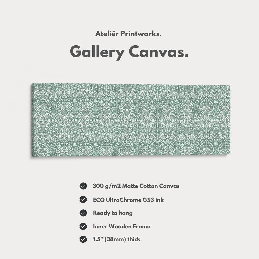 Panoramic Wall Art Green & White William Morris - Atelier Printworks