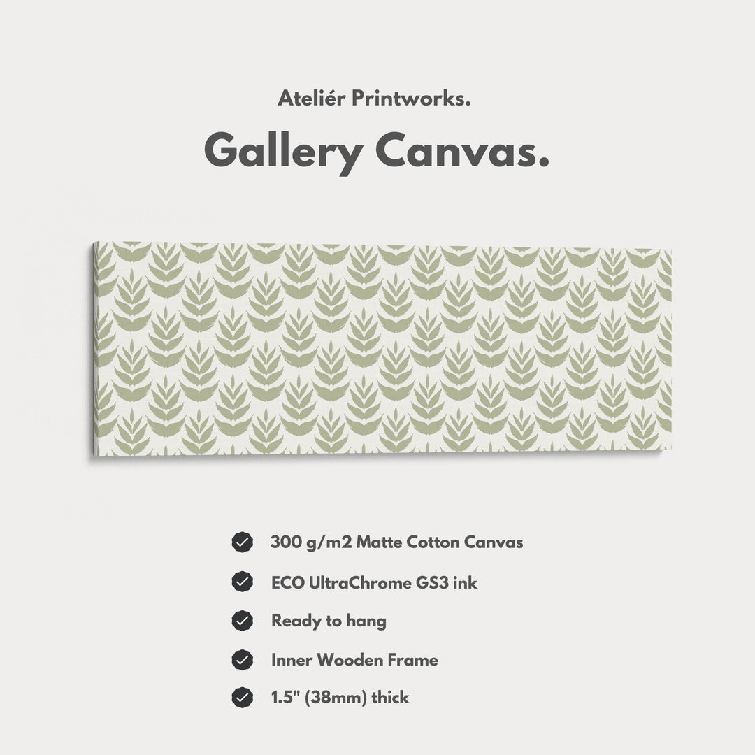 Long Narrow Wall Art Green Boho Leaves - Atelier Printworks