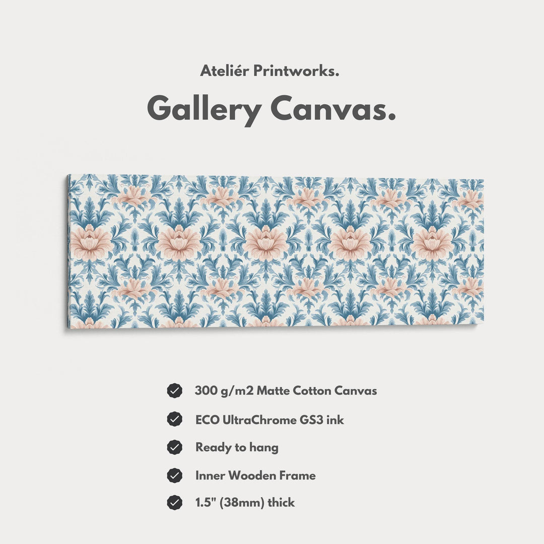 Long Narrow Wall Art Blue Damask - Atelier Printworks