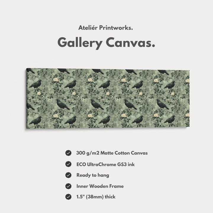 Long Narrow Wall Art Vintage Crow - Atelier Printworks