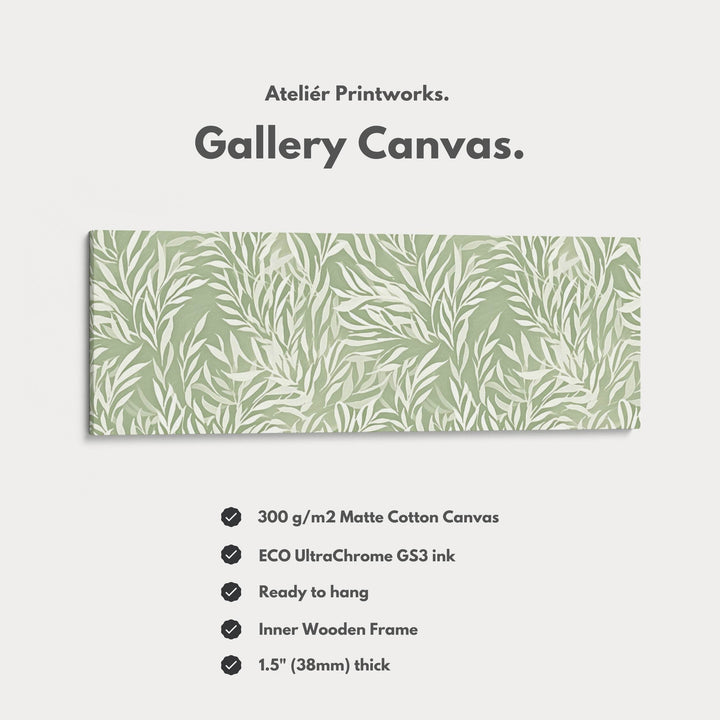 Sage Green Willow Leaves Vertical Long Wall Art - Atelier Printworks