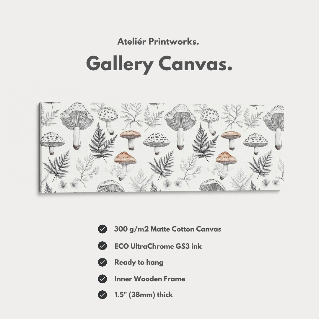 Mushroom Botanicals Narrow Long Wall Art - Atelier Printworks