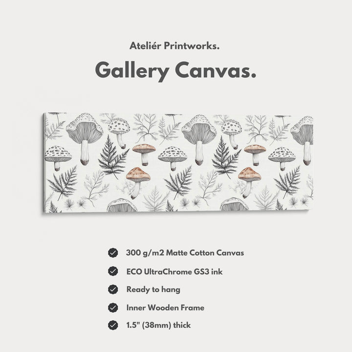 Mushroom Botanicals Narrow Long Wall Art - Atelier Printworks
