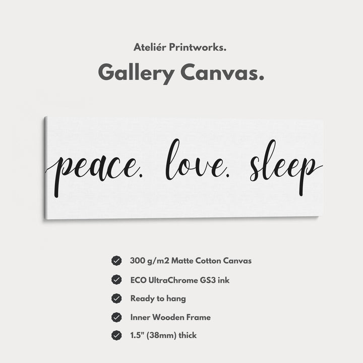 Guest Room Bedroom Large Above Bed Wall Art 'Peace Love Sleep' - Atelier Printworks