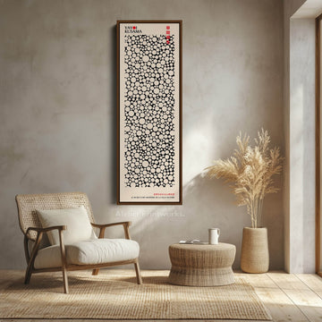 Yayoi Kusama Style Long Framed Canvas – Large Vertical Japanese Abstract Wall Art, Japandi Style, Japanese Poster Print - Atelier Printworks