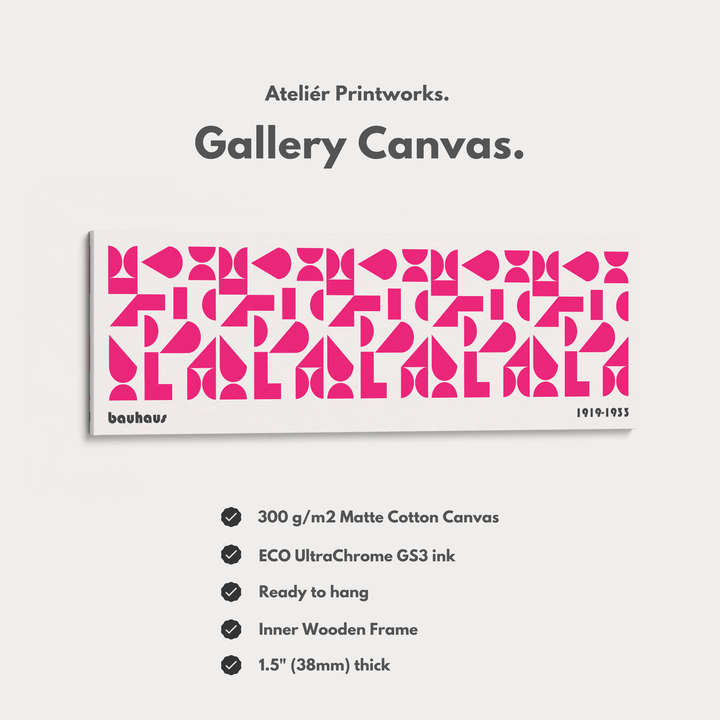 Panoramic Above Bed Wall Art Pink Bauhaus Modern - Atelier Printworks