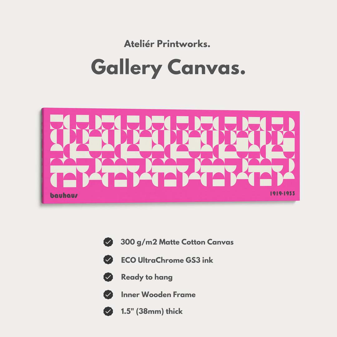 Large Framed Long Wall Art Pink Mid Century Bauhaus - Atelier Printworks