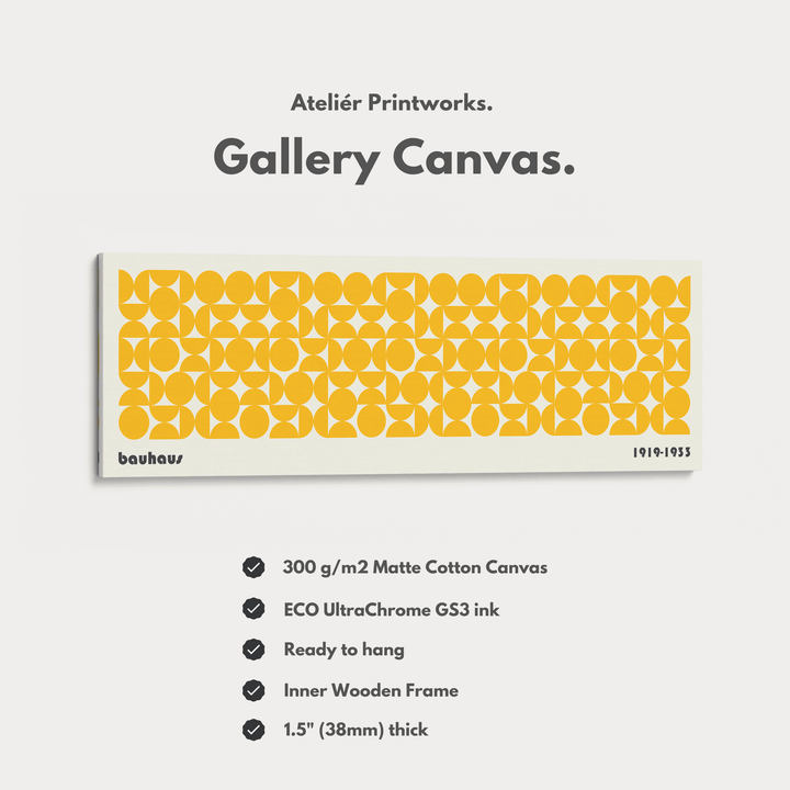 Large Framed Long Wall Art Yellow Mid Century Bauhaus - Atelier Printworks