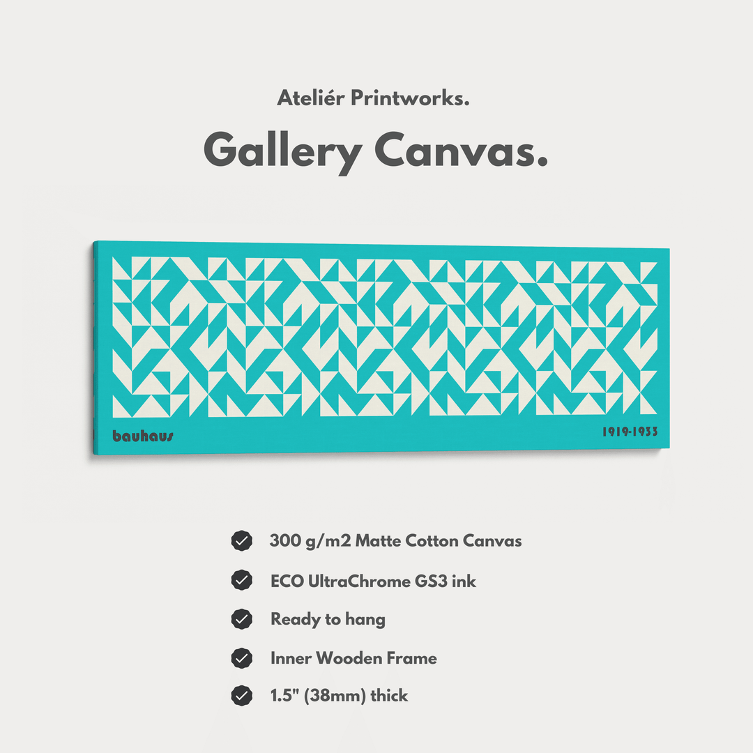 Panoramic Above Bed Wall Art Blue Bauhaus Mid Century - Atelier Printworks