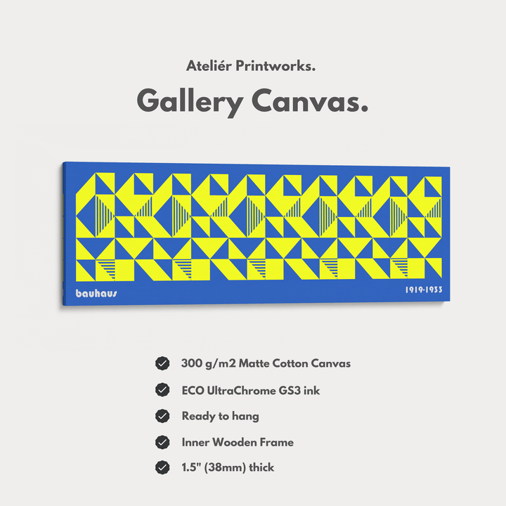 Blue & Yellow Large Framed Long Wall Art Mid Century Bauhaus - Atelier Printworks