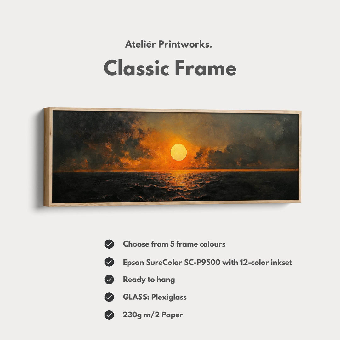 Long Horizontal Wall Art Above Bed Decor Abstract Sunset - Atelier Printworks