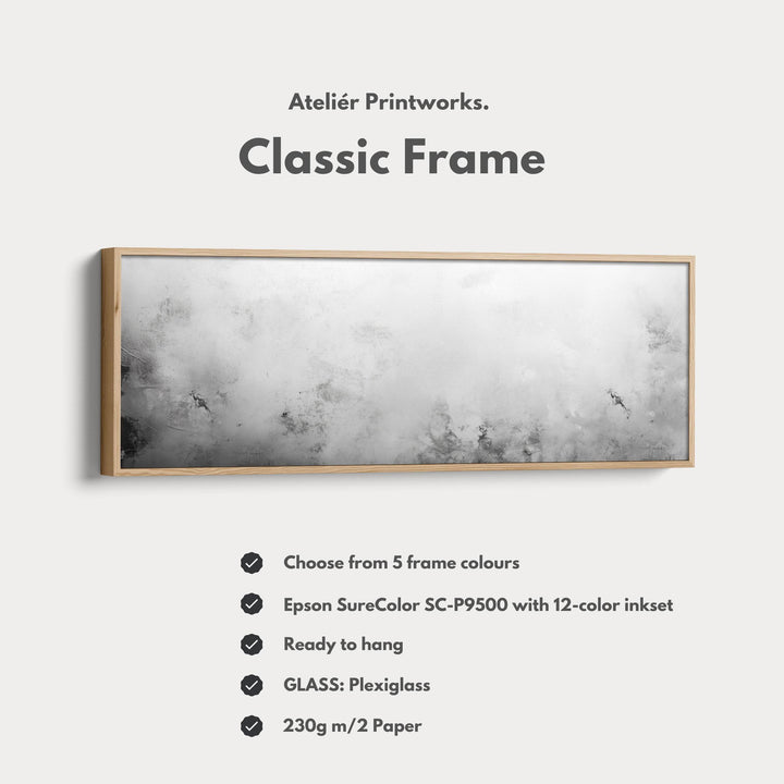 Black & White Framed Canvas Long Narrow Horizontal Wall Art - Atelier Printworks