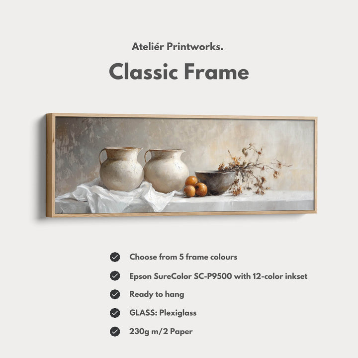 Neutral Kitchen Wall Art Long Narrow Wall Art Big Framed Canvas Picture - Atelier Printworks