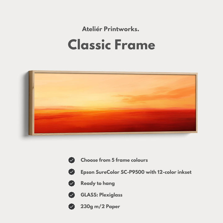 Large Canvas Decor Horizontal Long Wall Art Minimalist Abstract Orange - Atelier Printworks