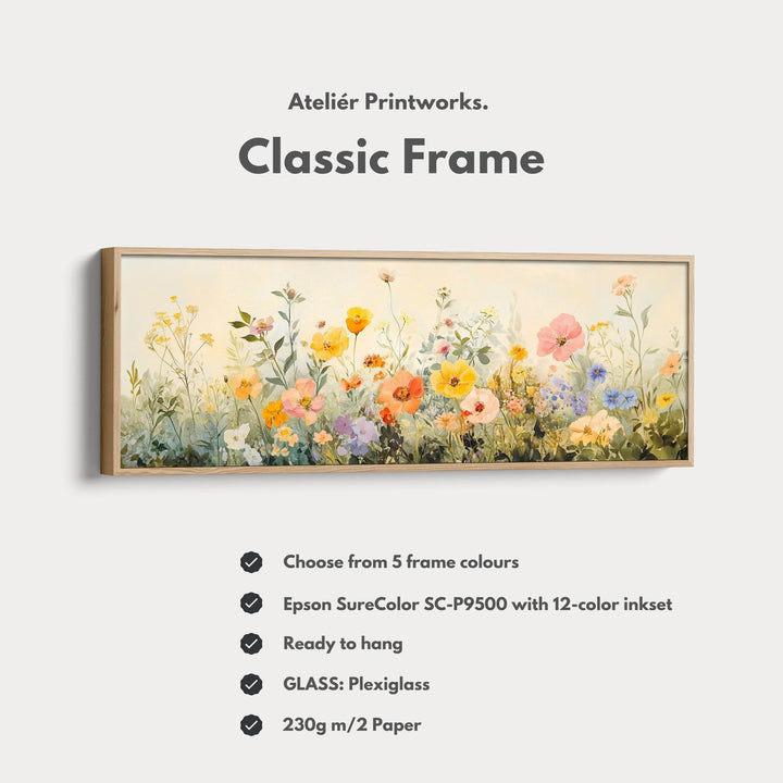 Wild Flower Meadow Large Horizontal Framed Canvas Wall Art - Atelier Printworks