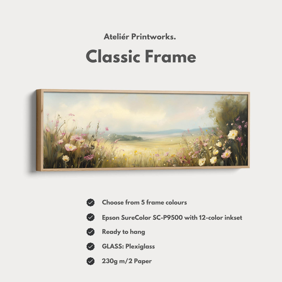 Framed Canvas Horizontal Narrow Wall Art Decor Wildflower Meadow - Atelier Printworks