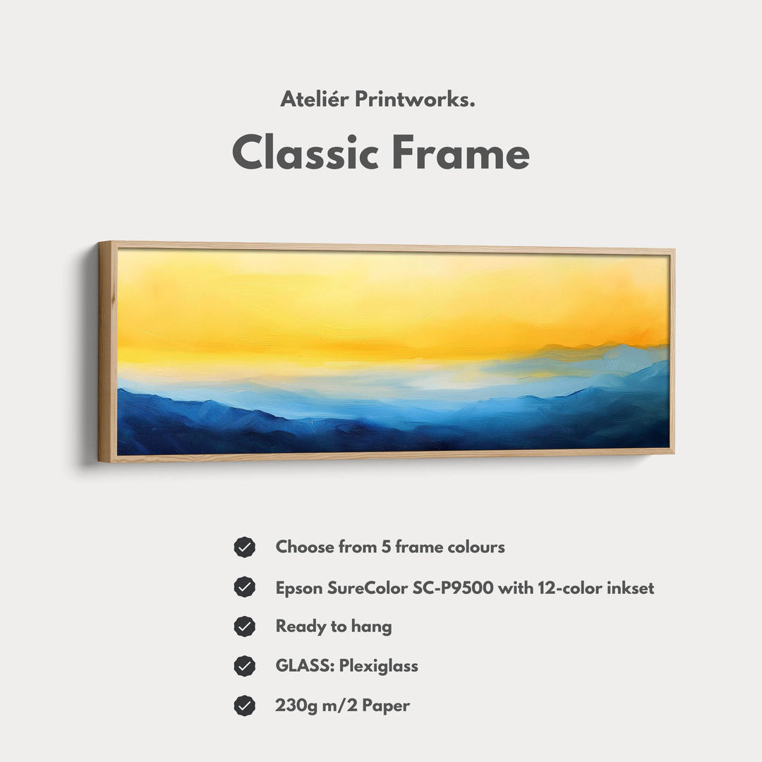 Abstract Blue & Yellow Long Narrow Panoramic Wall Art Canvas - Atelier Printworks