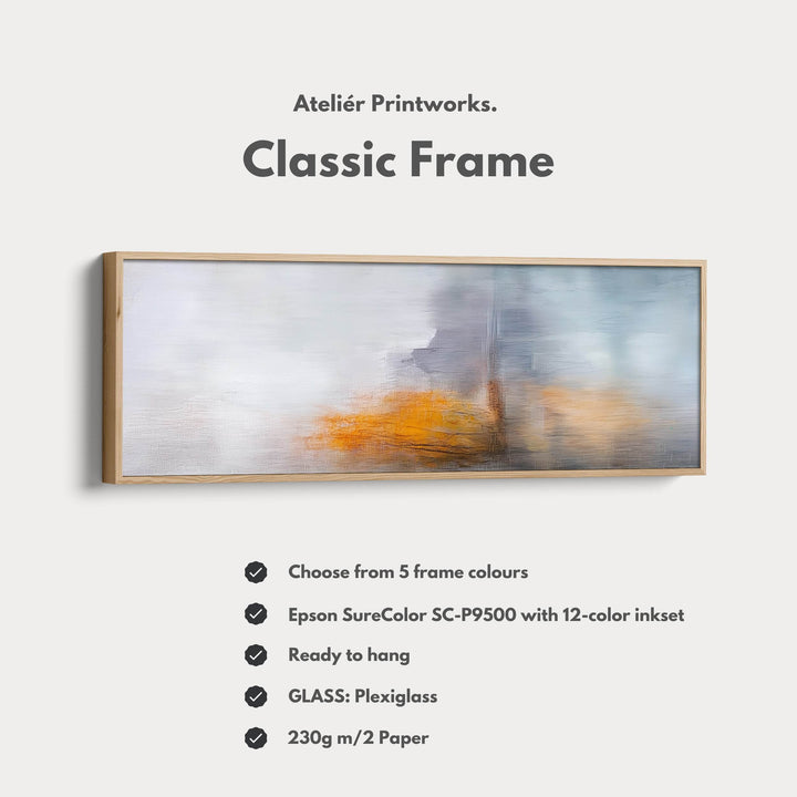 Abstract Gray & Red Panoramic Large Framed Wall Decor - Atelier Printworks