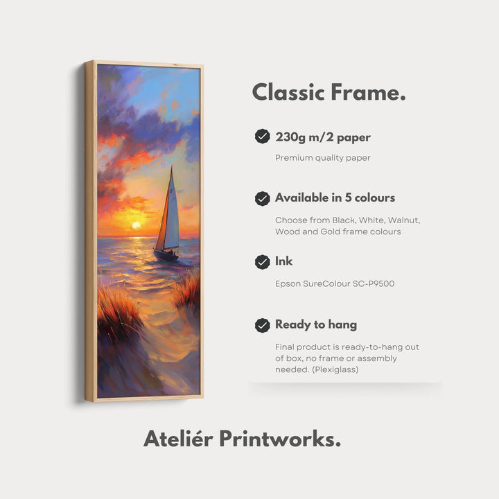 Sunset Sailing Boat Vertical Artwork - Atelier Printworks