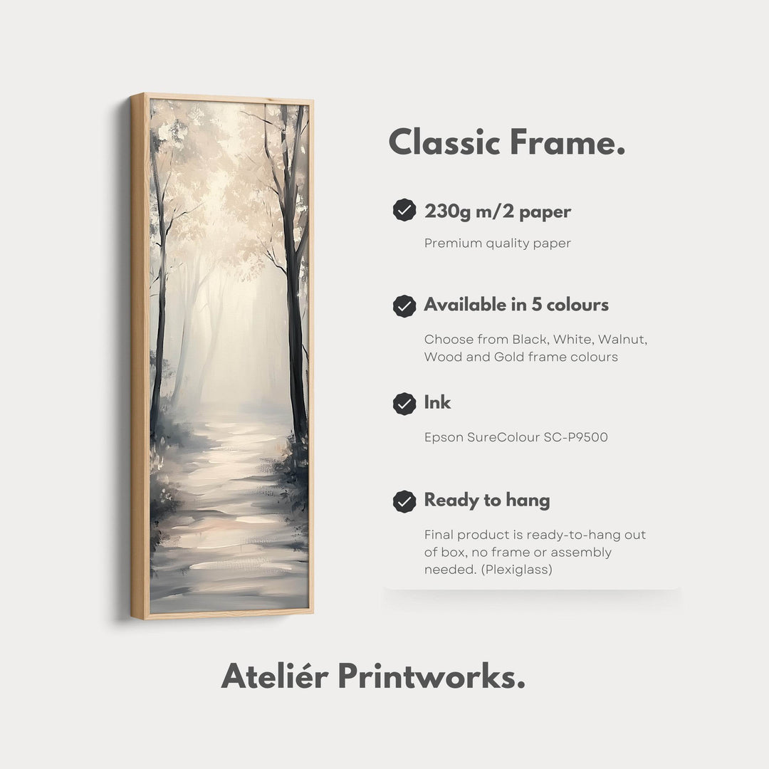 Forest Path Watercolour Tall Narrow Vertical Artwork - Atelier Printworks