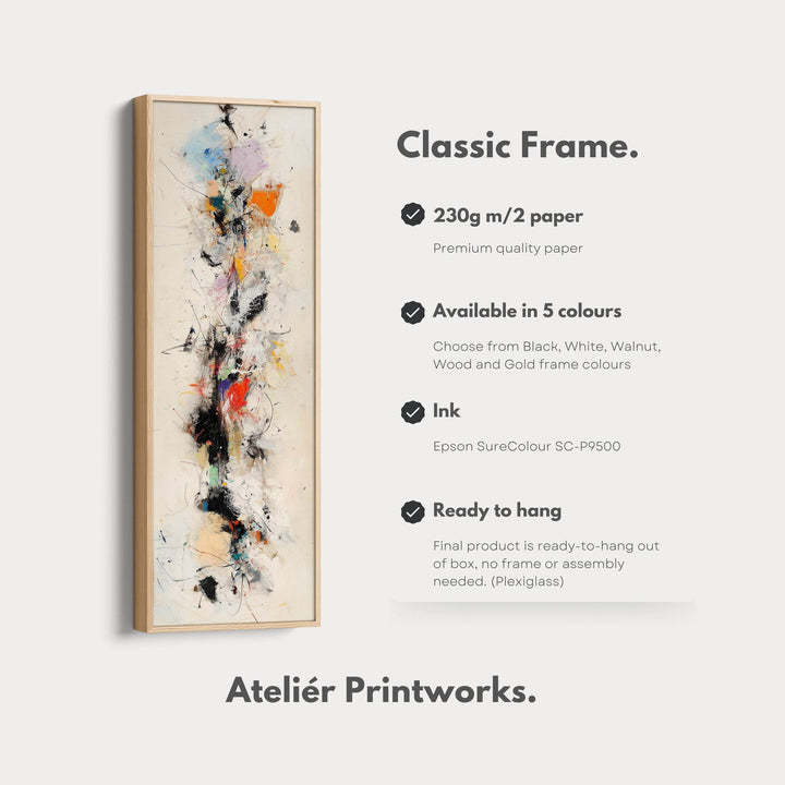 Long Narrow Vertical Colourful Abstract Large Canvas Wall Art - Atelier Printworks