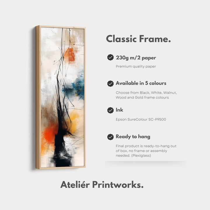 Vertical Large Canvas Wall Art Long Narrow Colourful Abstract - Atelier Printworks