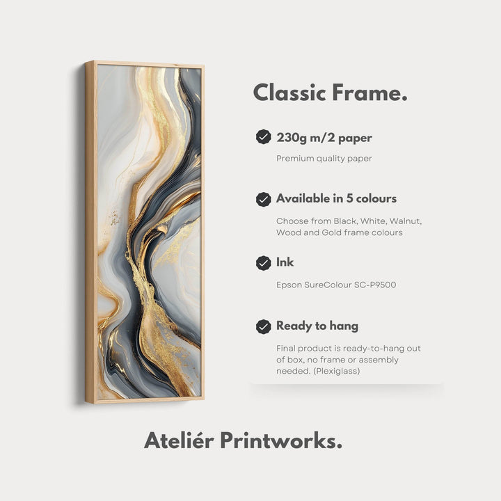 Gold & Gray Large Wall Canvas Long Vertical Wall Art - Atelier Printworks