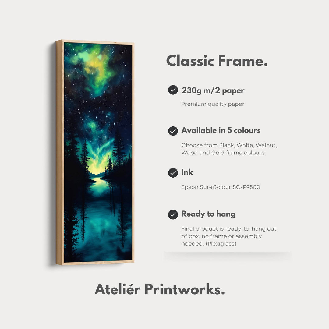 Aurora Borealis Large Frame Wall Decor Long Narrow Vertical Wall Art - Atelier Printworks