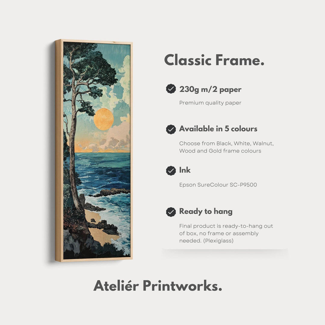 Coastal Big Framed Pictures Tall Narrow Vertical Wall Art - Atelier Printworks