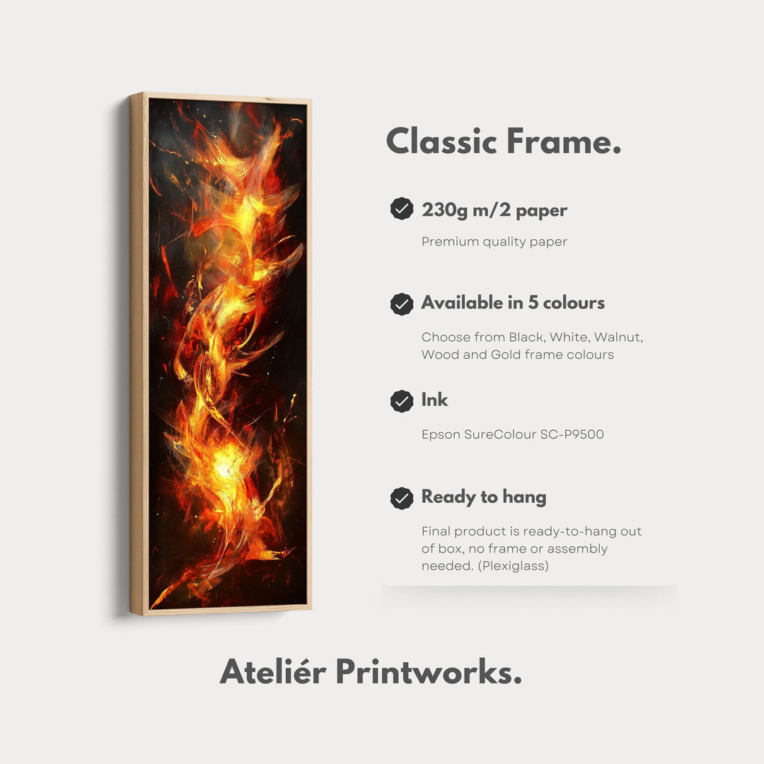 Abstract Flames Long Narrow Vertical Large Canvas Wall Decor - Atelier Printworks