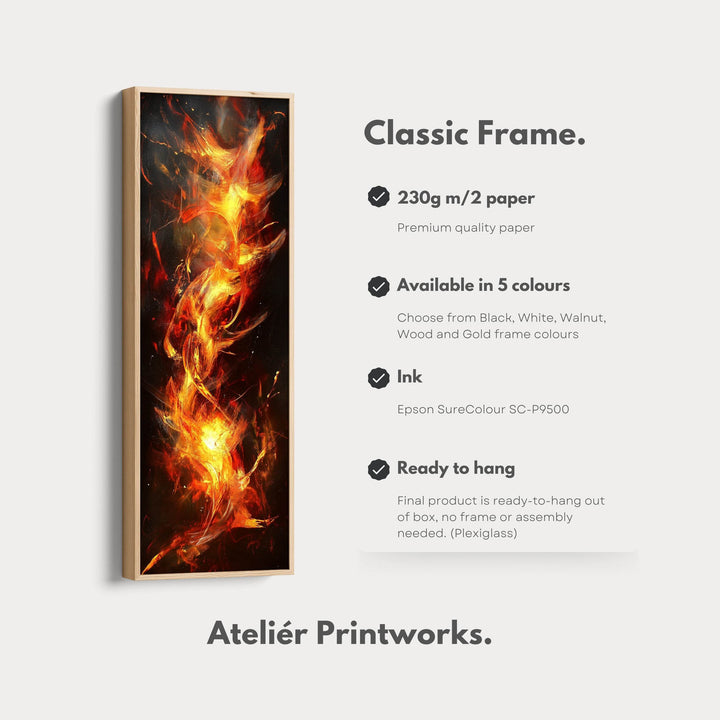 Abstract Flames Long Narrow Vertical Large Canvas Wall Decor - Atelier Printworks