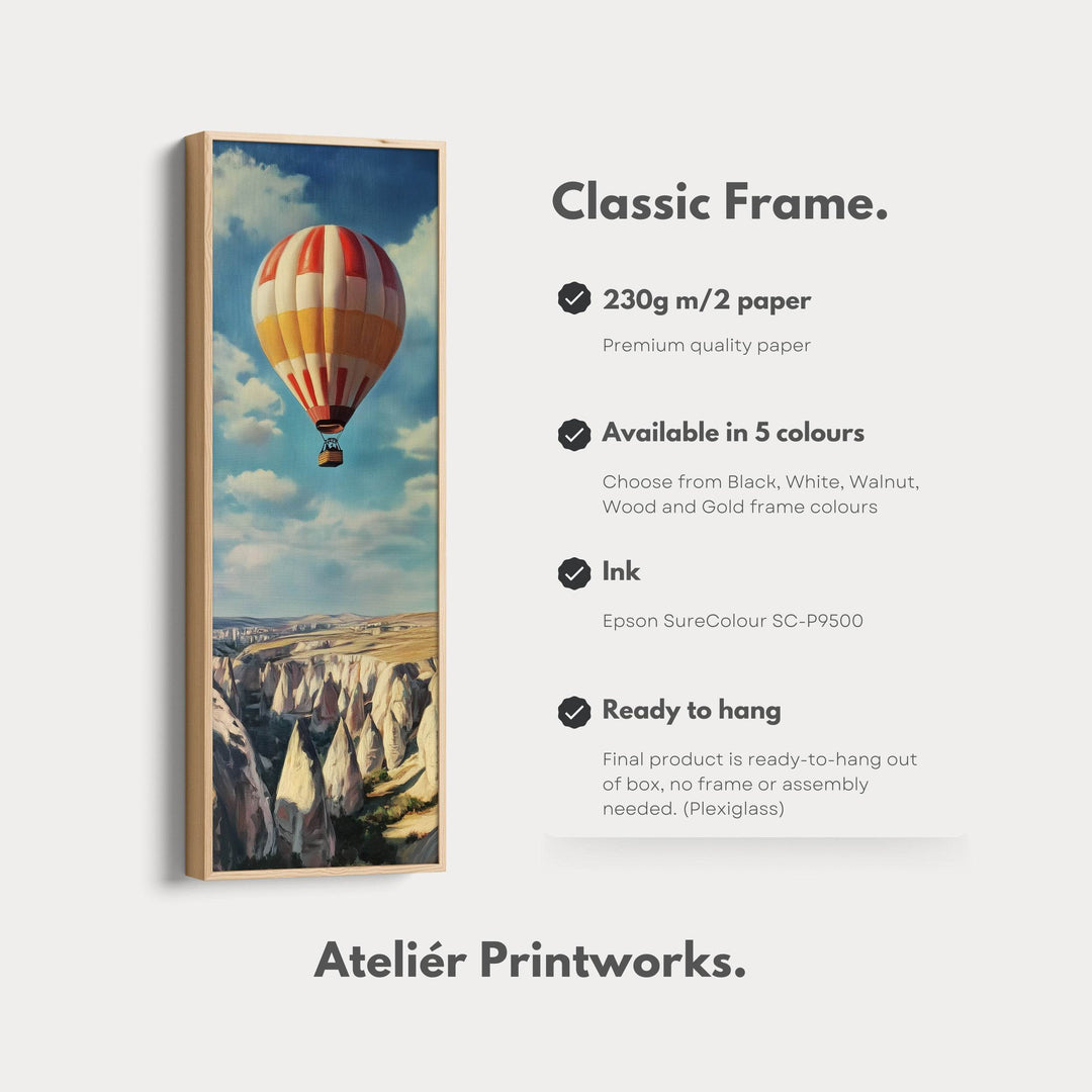 Cappadocia Balloons Long Narrow Vertical Large Canvas Wall Decor - Atelier Printworks