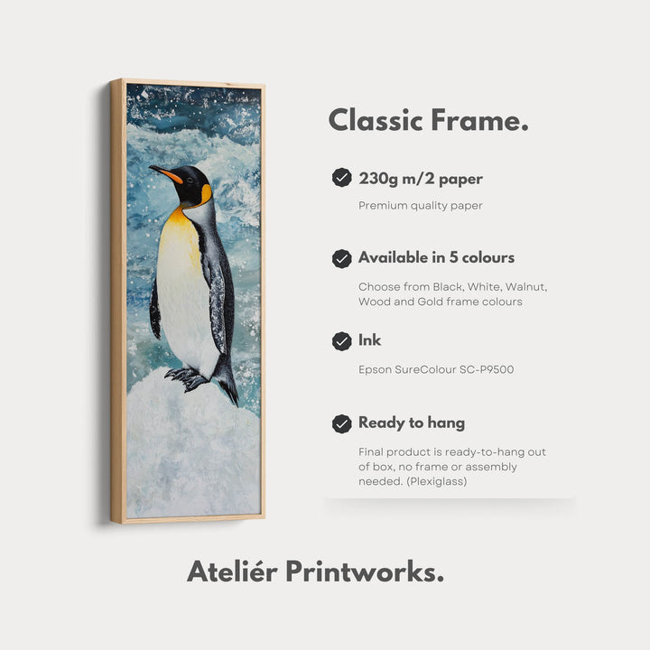 Emperor Penguin Long Narrow Vertical Large Canvas Wall Decor - Atelier Printworks