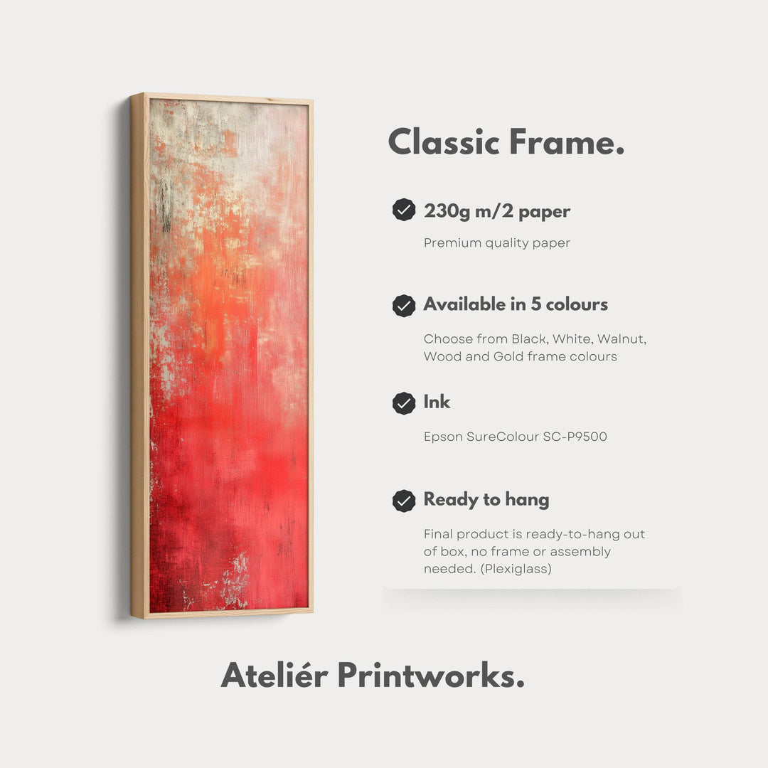 Abstract Red Vertical Tall Wall Art Large Framed Canvas - Atelier Printworks