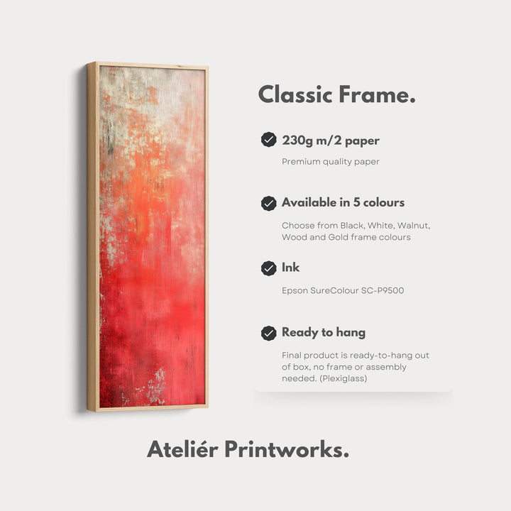 Abstract Red Vertical Tall Wall Art Large Framed Canvas - Atelier Printworks