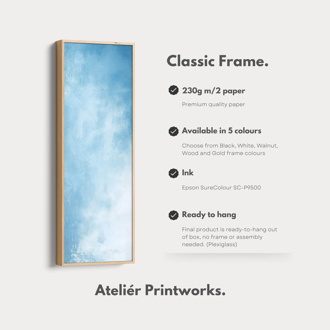 Light Blue Abstract Bedroom Decor Vertical Wall Art - Tall Long Narrow Vertical - Atelier Printworks