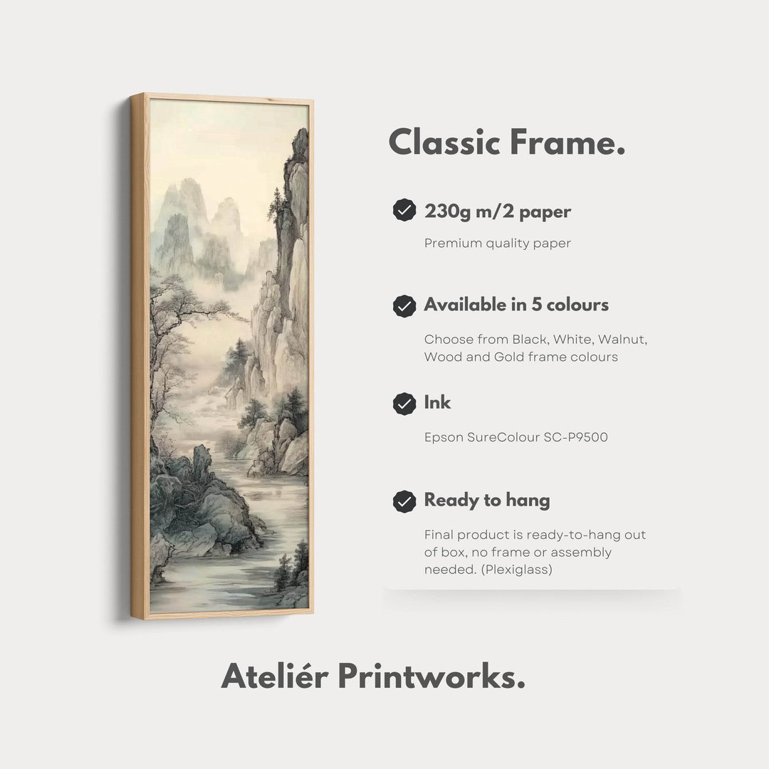 Chinese Landscape Long Narrow Vertical Wall Art Large Canvas Wall Decor - Atelier Printworks