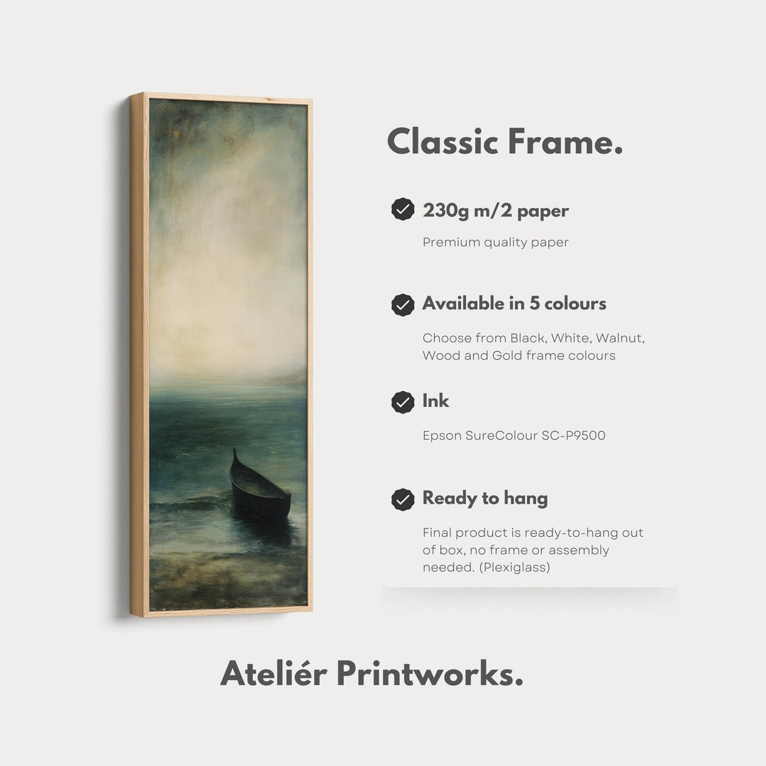 Vintage Ocean Framed Vertical Long Canvas Wall Art Prints for bedroom - Atelier Printworks