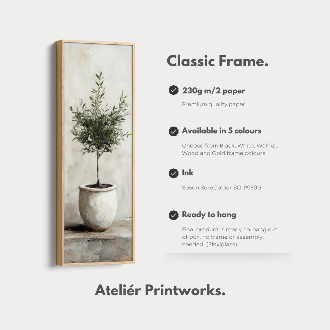 Rustic Olive Tree Long Narrow Vertical Wall Art Canvas - Atelier Printworks