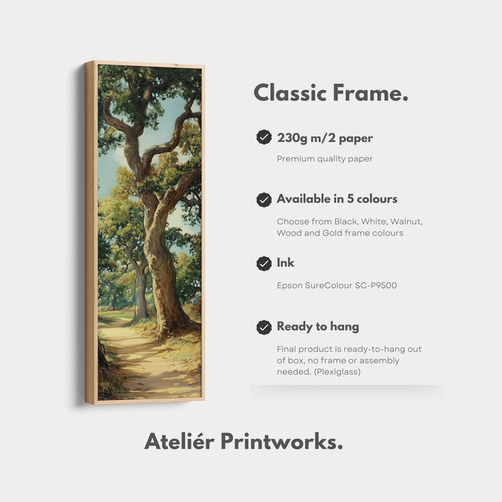 English Woodland Framed Narrow Canvas Wall Art For Living Room - Atelier Printworks