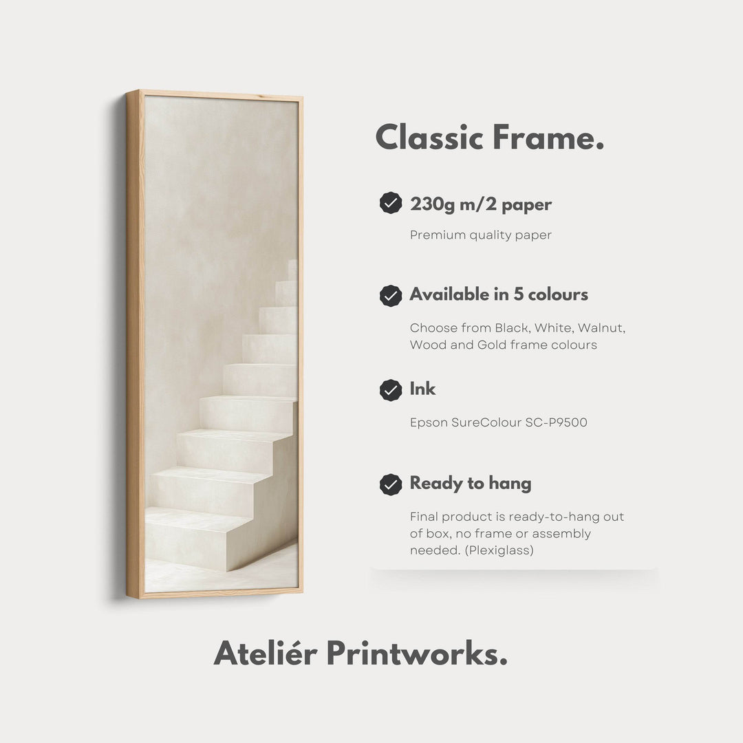 Minimalist Steps Long Tall Vertical Framed Canvas Wall Art - Atelier Printworks