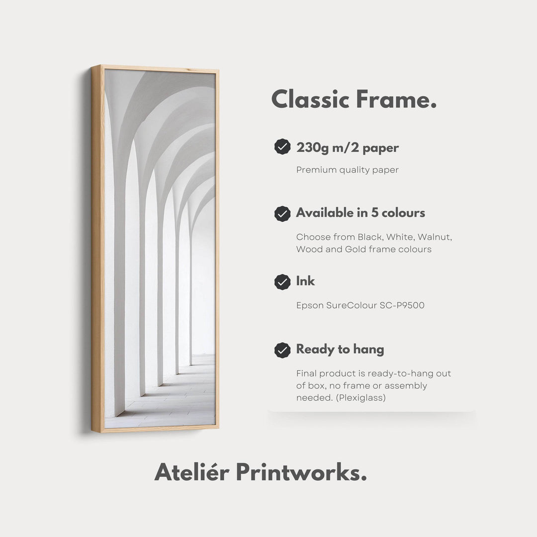 Long Tall Vertical Framed Canvas Wall Art Minimalist White Arch - Atelier Printworks